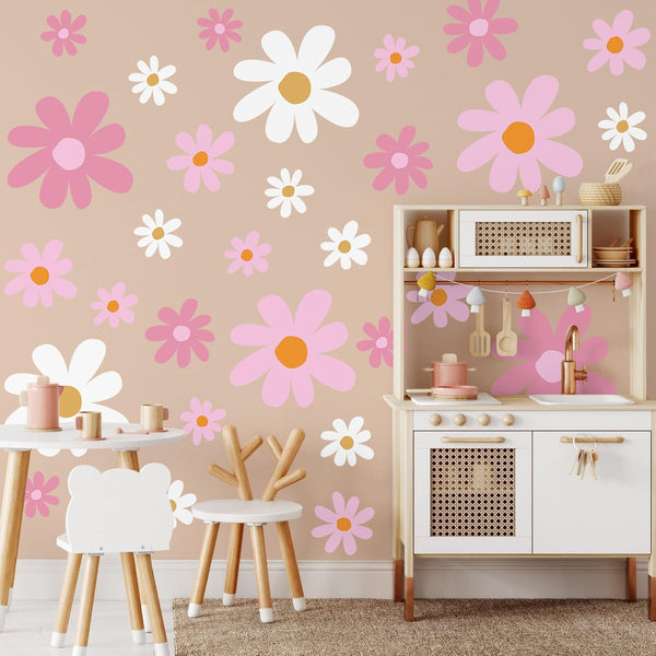 TaoBary 12 Sheet Daisy Wall Sticker Decal Removable Cute Daisy Bedroom Room