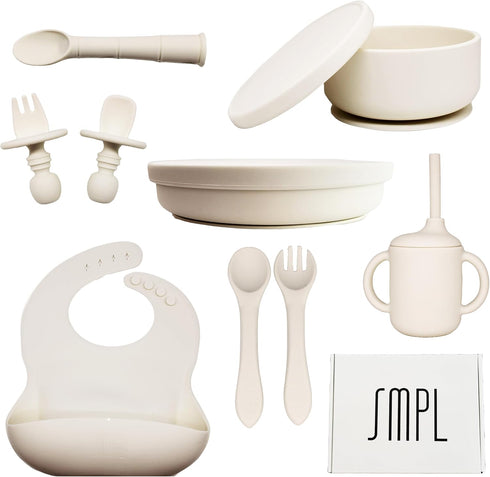 The SMPL Store SMPL Premium 13 pc Baby Led Weaning Silicone Eating Utensils Essentials Set-