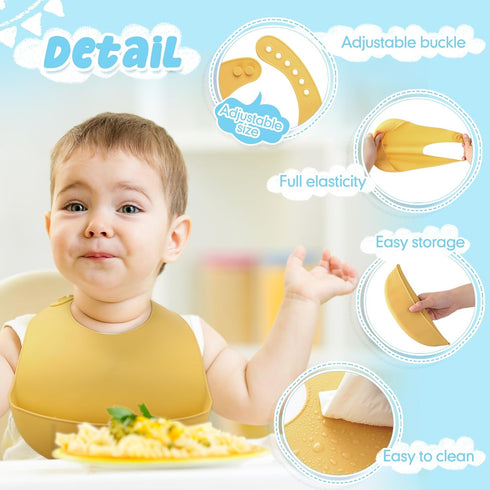 Adjustable Waterproof Silicone Bibs for Babies - Soft Unisex Feeding Supplies