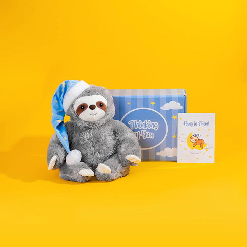 Thoughtful Sloth Plush Stuffed Animal - 16" Cotton Soft Cuddly Toy, Get Well Soon Gift for Kids, Teens & Adults