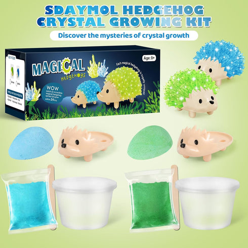 2 (24H),Science 8-12 6+ sdaymol Crystal Growing Kit for Kids - Colors Hedgehog to Grow Fast in Experiments Learning