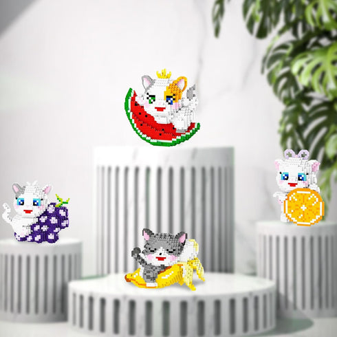Larcele Micro Building Blocks Animal Set - DIY Mini 3D Toy Bricks, 2159 Dots KLJM-10 (Watermelon Cat)