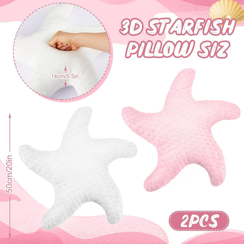 Tatuo 2 Pcs 2 Pcs Starfish Pillow Cute Beach Pillow 20'' Starfish Shaped Throw Pillows Plush Beach Room Decor Decorative Ocean Star Stuffed Toy Animal Plush Cushion for Kids (White,Pink) by Tatuo