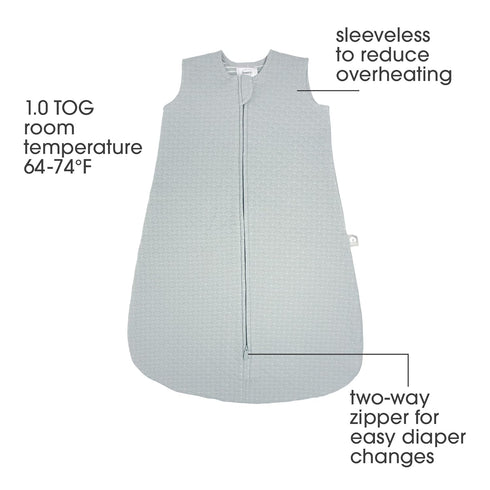 Boppy Baby Sleep Sack 0 – 6 Months, Wearable Blanket 1 TOG, 100% Cotton, 2-Way Zipper for Easy Diaper Changes, Newborn Sleep Sacks, Machine Washable, Gray Quilt-textured Knit by Boppy