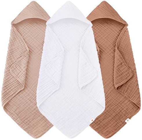 Sunny zzzZZ Muslin Hooded Baby Bath Towels - 3 Pack 100% Cotton