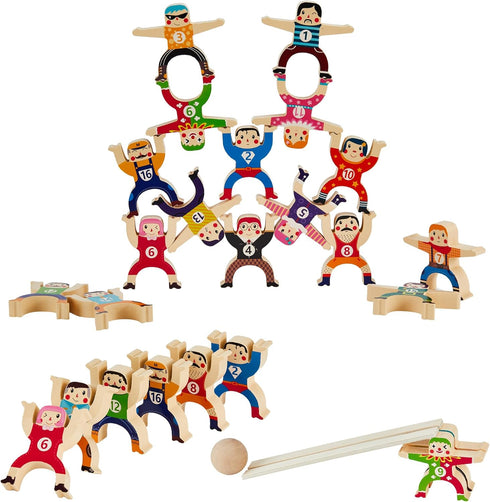16Pcs Wooden Stacking Toys,Circus Hercules Acrobatic Troupe Toy, Balancing Building Blocks Game Toddler puzzle Toys,for 3 4 5 6 Years Kids Adults