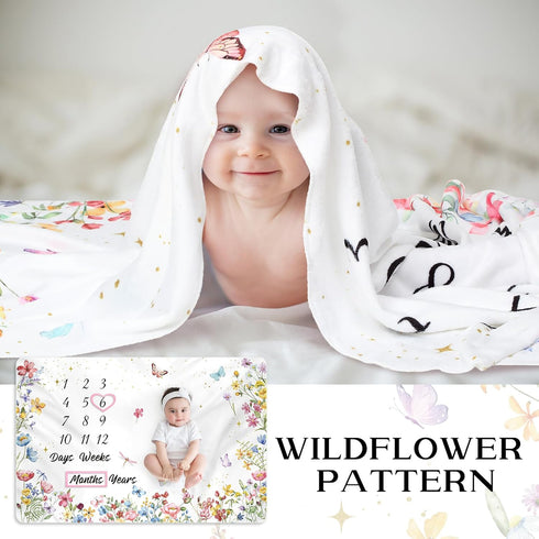 60" 40" 12 Nuanchu Baby Monthly Milestone Blanket Baby Girl Boy x Soft Fleece First Months Growth Chart Newborn