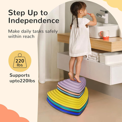 Non-Slip Stepping Stones for Kids, 6 Pcs Macaron Balance River Stones for Indoor & Outdoor Obstacle Courses, Sensory