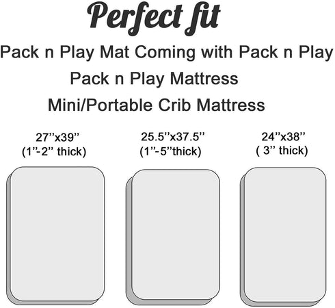 Pro Goleem Fitted Pack n Play Playard Sheet 2 Pack, 27x39 Inch, Unisex White and Gray, Great for Baby Hair Silk Feeling