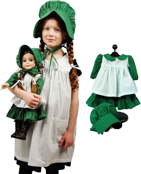 18 Inch Doll Clothes by THE QUEEN'S TREASURES - Little House On The Prairie Apron & Bonnet Set