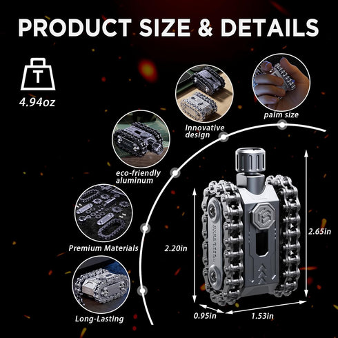 berotok 4-in-1 Metal Fidget Slider Roller Chain Spinner, Heavy Duty Zinc Alloy Haptic Toy, Mechanical ASMR Clicking