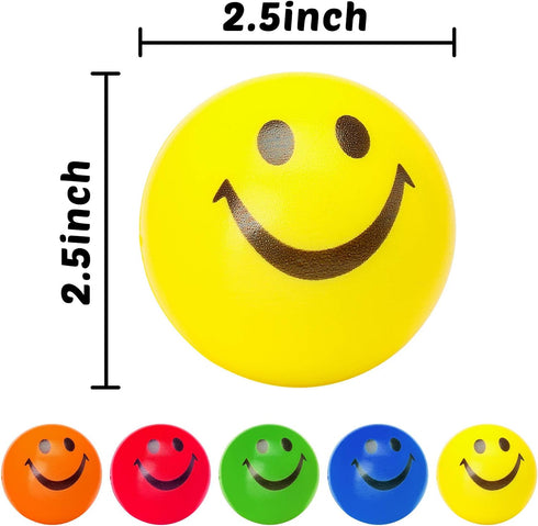 LovesTown 20 PCS Smile Face Stress Balls, 2.5 Inch Office Fidget Toys for Desk, Sensory Toys for Kids Stress Relief
