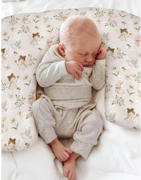 Boho Fairies Baby Nursing Pillow Covers for Boy Girl Cute Girl Bunny Bird Daisy Leaves Nursery Slipcovers