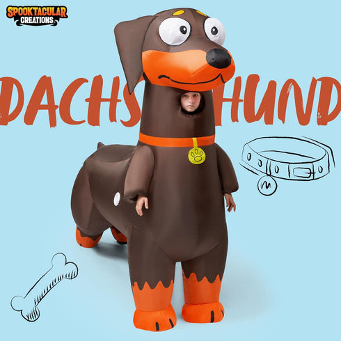 Spooktacular Creations Kids Halloween Inflatable Costumes, Full Body Dachshund Blow Up Costumes for Animal Cosplay Party