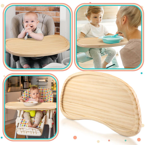 Wonderjune Baby Wooden High Chair Tray, Antique Vintage Toddler Infant Seat Tray Replacement Universal Wooden High