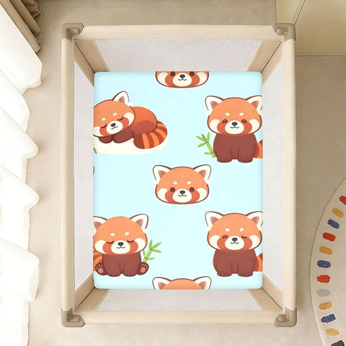 CZXW 52" 28" Red Panda Cartoon Crib Sheets Fitted x Natural Cotton Soft & Breathable for Baby Crib Mattress