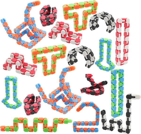 18 Pack Wacky Tracks Snap and Click Fidget Toys Finger Sensory Toys,