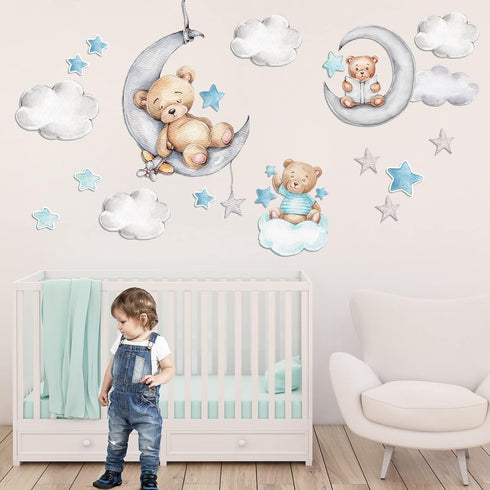 12 78 Yinder Sheet Pcs Bear Highland Cow Wall Decals Cute Highland Cow Sticker Nursery Baby Wall Decor for Kids Girls