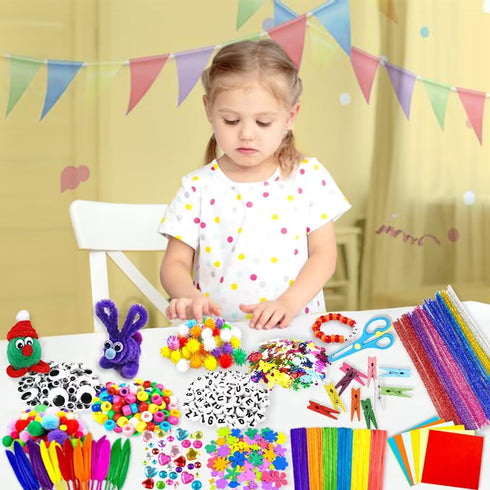 2000 Pcs DIY Arts and Crafts Supplies Kit for Kids, All in 1 Crafting Collage Activity for Toddlers Age 5-9