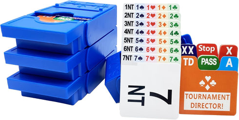 Bridge Bidding Boxes Set of 4 - Easy to Carry and Store for Bridge Players, Includes Waterproof Plastic Cards