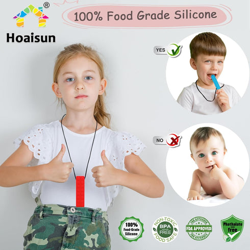 6 Pack Chewy Necklaces for Sensory Kids, Chew Necklaces for Sensory Boys and Girls with Autism, ADHD, SPD, Chewing