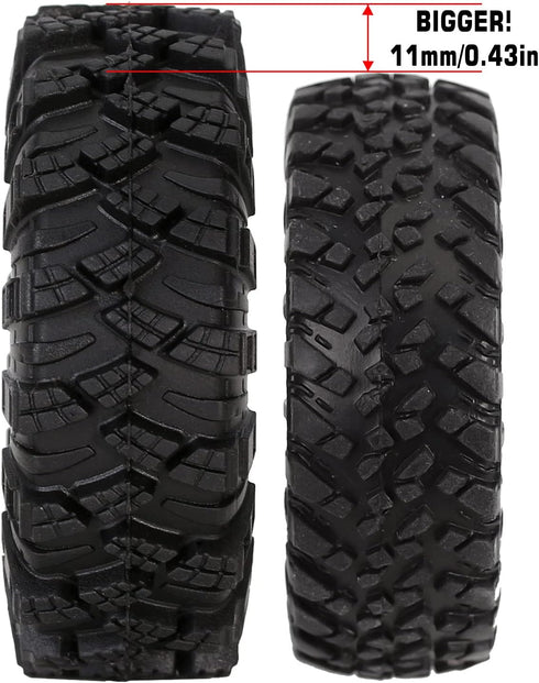 INJORA 1.0 Kraken Claw Crawler Mud Terrain Tires, 4PCS for SCX24 Bronco Gladiator C10 JLU Deadbolt B17 Axial 1/24 1/18