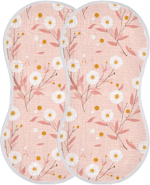 decor gift 4 Pack 22x11in Cotton Burp Towels for Baby Soft Touch White Sunflower Pink Baby wash Cloth for Unisex Babies