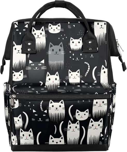 Hsnar Cute Cat Face Waterproof Diaper Bag Backpack Large Capacity Baby Bag with