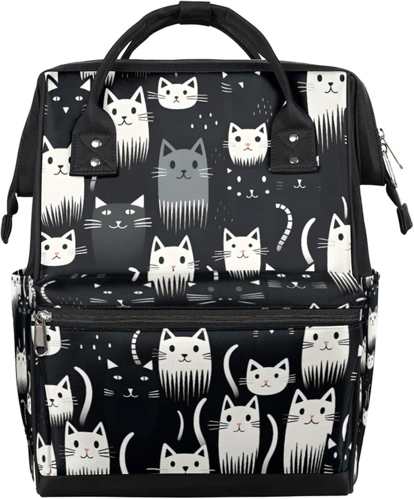 Hsnar Cute Cat Face Waterproof Diaper Bag Backpack Large Capacity Baby Bag with