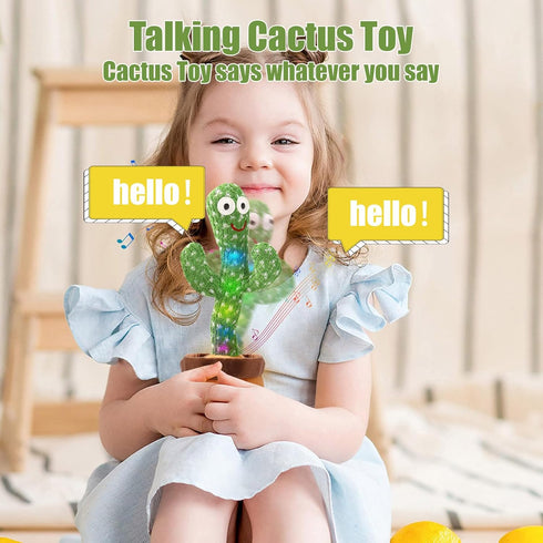 MIAODAM Dancing Cactus, Talking Baby Toy that Repeats Words, Plush Interactive Toy Singing 100 Songs for Kids and Adults