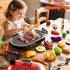 Playset 3-5, 2-Layer Set, Kids Grill for Toddlers Outdoor BBQ Cooking Toy with Smoke, Lights and Sounds, Backyard