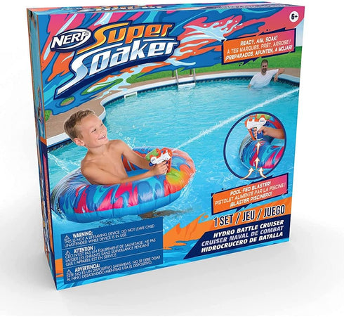 NERF Super Soaker Hydro Battle Ride-On Cruiser - Inflatable Pool Float with Mega Water Blaster