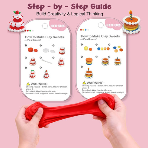 HECKLES 3-12 12 (48 Set Air Dry Clay Kit for Kids - Boxes Total Blocks) Non-Toxic Magic Molding Clay | Dessert-Themed
