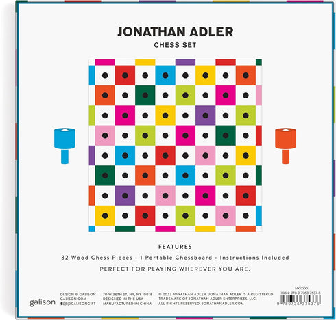 Jonathan Adler Helsinki Peggable Chess Set - Chic & Contemporary with 32 Wood Pieces and Portable Board