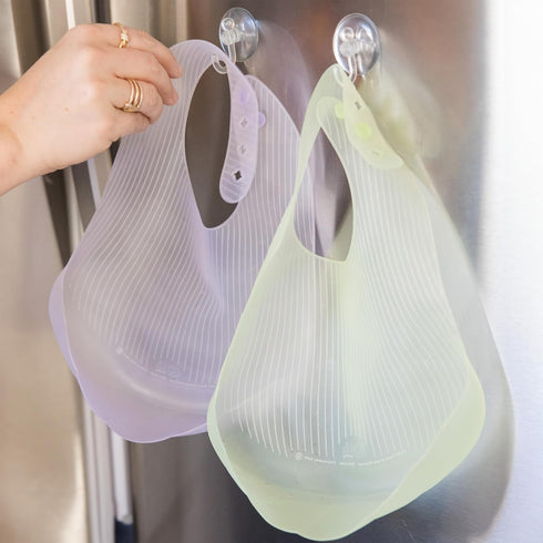 Olababy Fold N Go Silicone Baby Bib with Travel Case, Lightweight Waterproof Bibs for Infants & Toddlers, BPA Free