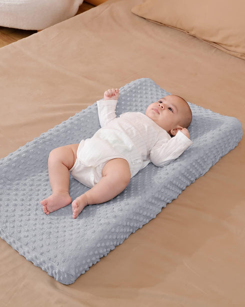 2 Pack 32"/34''x16 Solid Changing Table Pad Cover Cradle Sheet, Fits Contoured Diaper Changing Pad, Dots Plush Changing