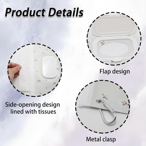 Yinluluna 2 Pack Wipes Dispenser, Portable Wipe Container with Hanging Loop, Refillable Wet Wipes Pouch for Hiking