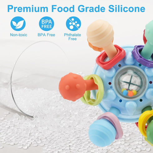 Baby Montessori Sensory Toys for 0-6 & 6-12 Months, Food Grade Teething Toys for Babies 0-18 Months, Developmental Gifts