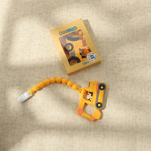 Baby Food Grade Silicone Carrier Vehicle Teether Toy - Teething Pain Relief Gift Set for 3 Months+
