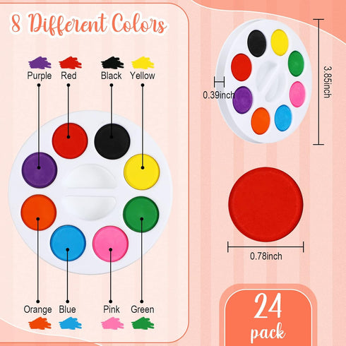 Sets 8 3 3 Inch Set Gift(24 Sets) Watercolor Paint Colors Watercolor with x Gift Painting Canvas Panel Mini Wooden