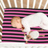 Pigsaly 28x52 inch Crib Sheets Hot Pink Black Vertical Stripes Baby Sheet for Standard Crib Mattress Boys Girls Toddler