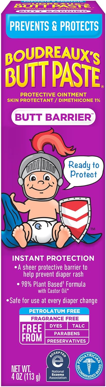 Boudreaux's Butt Paste, Butt Barrier Ointment for Rash Prevention, 4oz Tube
