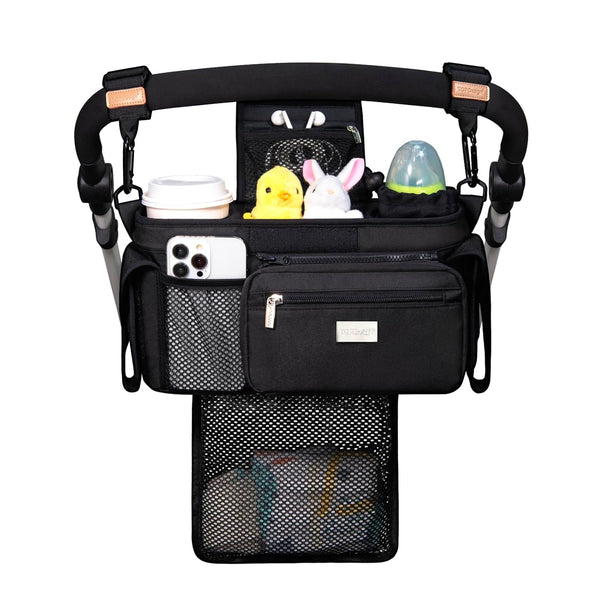 TOPDesign Universal Baby Stroller Organizer, Stroller Caddy with Detachable Mesh Bag &