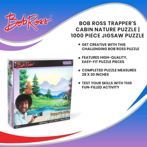 Bob Ross Trapper's Cabin Nature Puzzle - 1000 Piece Jigsaw Toy for Adults and Kids, Interactive Brain Teaser