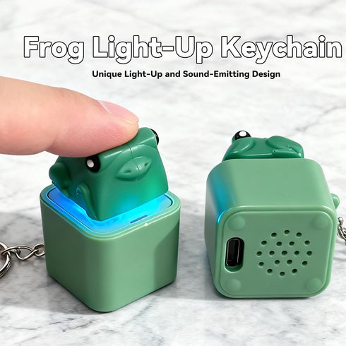 SOMAREM (2PCS) Frog Croaking Fidget Toy, Frog Croaking Keychain With Sound LED lights, Rechargeable Keyboard Clicker