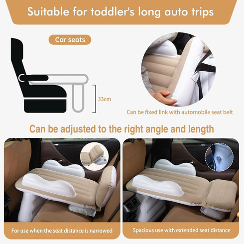 Inflatable Toddler Travel Bed for Kids, Portable Bassinet with Hand Pump, Safety Belt, Carry Bag, Foldable Infant Crib