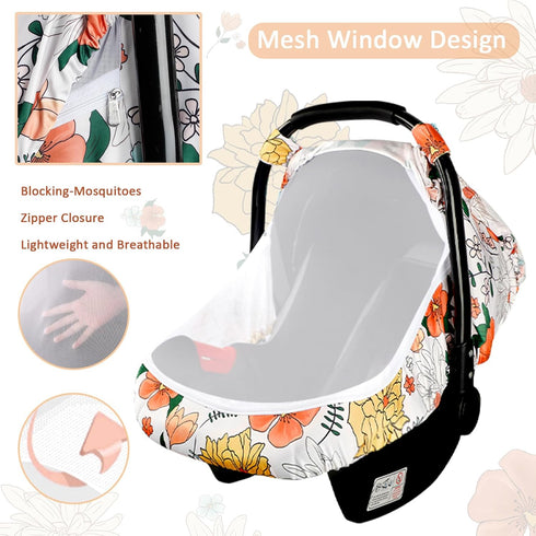 Pea Pod Car Seat Covers for Babies - Breathable Mesh Canopy with Kick-Proof, Soft Stretchy Protection - Newborn