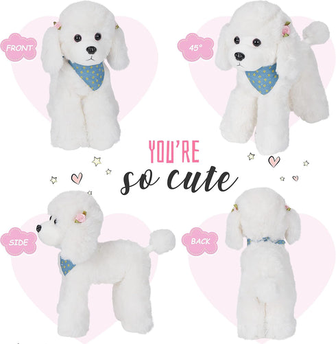 Athoinsu 12" Realistic White Poodle Puppy Stuffed Animal, Soft Adorable Plush Toy for Kids