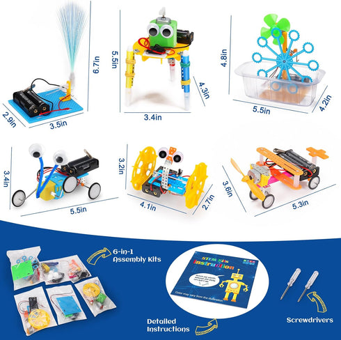 6 Set 4-8 8-12 5 6 7 8 9 10 12 STEM Robotics Kit Science Experiments Project Activities Toys for Kids Engineering