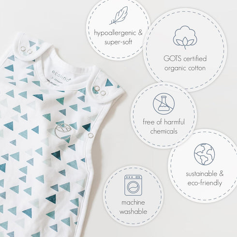 2-Way 2 2 Ecolino Organic Cotton Baby Sleep Sack - Zipper Baby Wearable Blanket - Infant to Toddler Sleeping Bag Sack